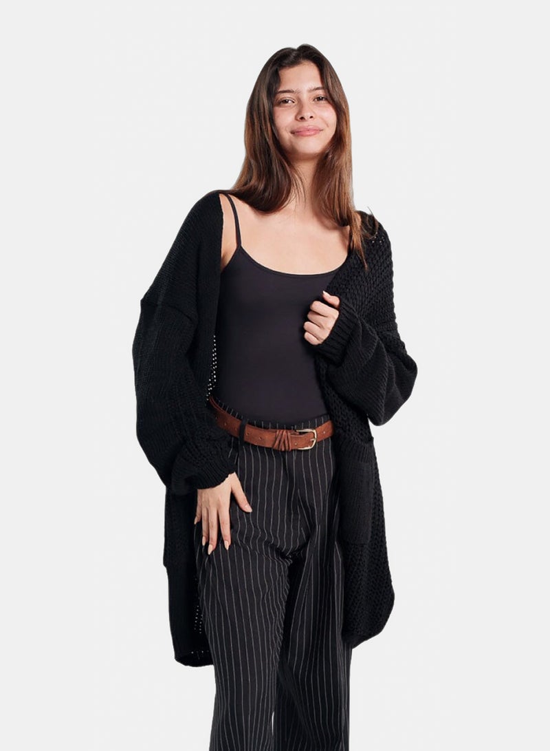 In Your Shoe Black Oversized Sleeves Cardigan - Image 1